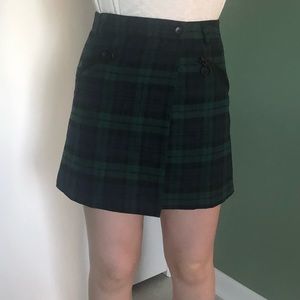 Showpo Black and Green Plaid Mini Skirt